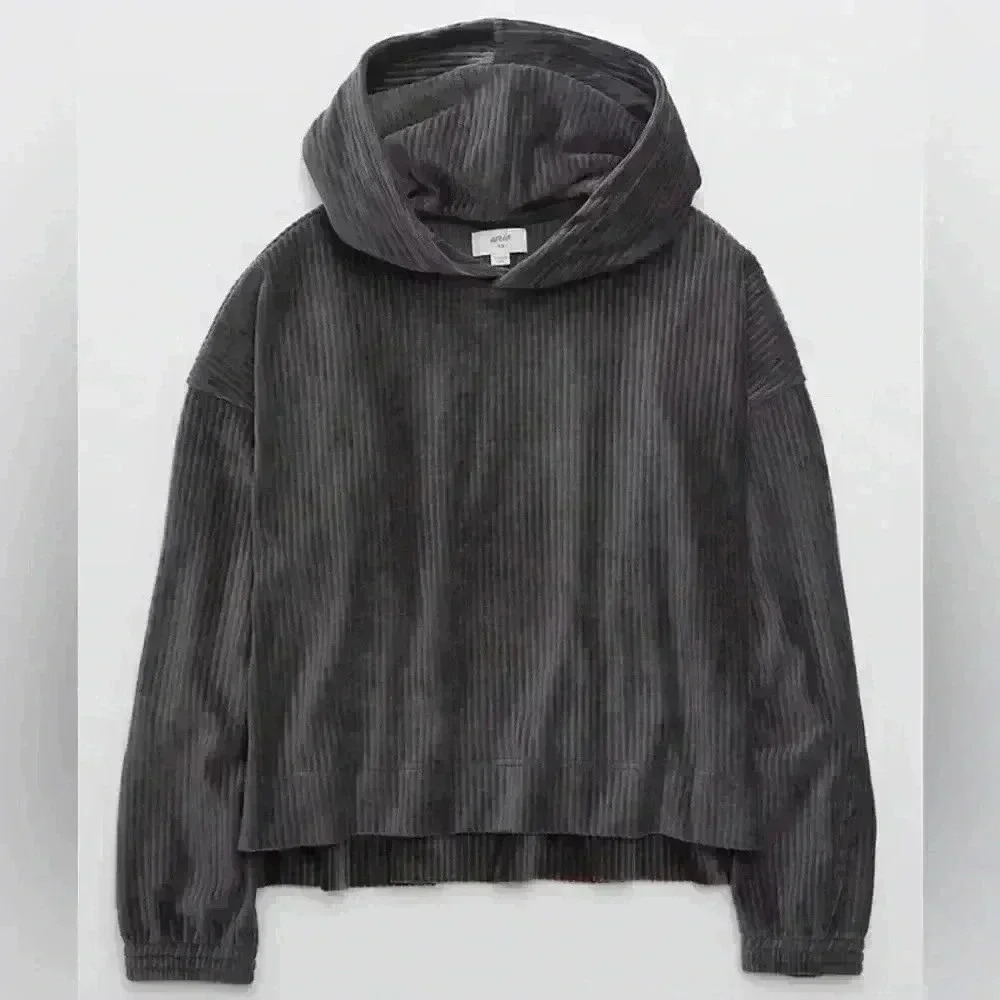 AERIE Groove-On Velour Hoodie Sweater